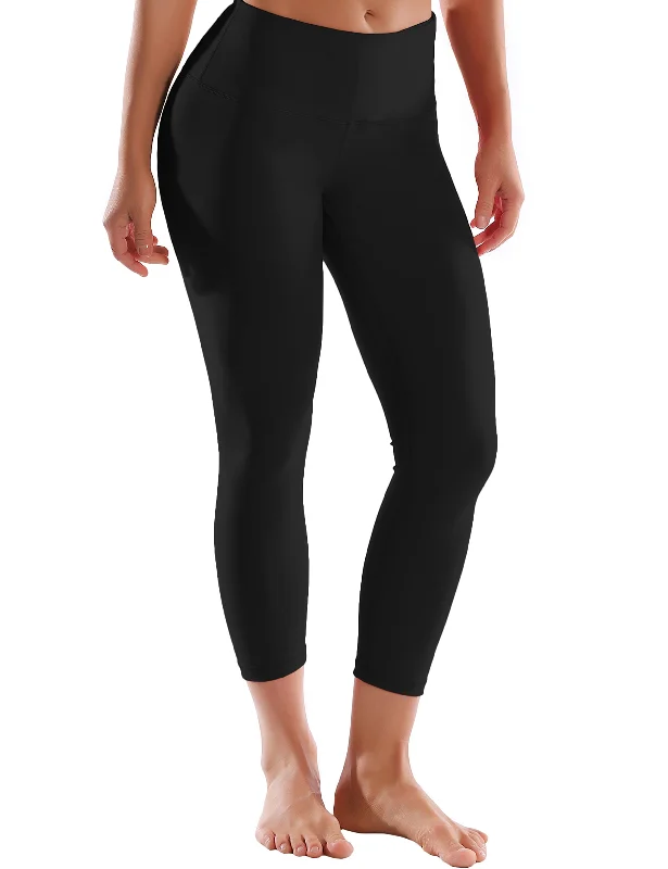 Flattering Yoga Pants for All Body Types -22" High Waist Crop Tight Capris black