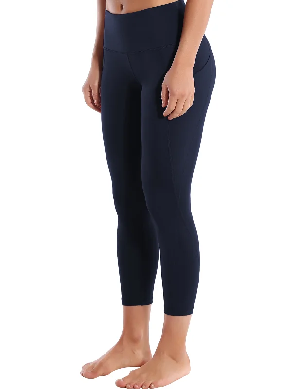 Yoga Pants for Daily Movement -22" High Waist Side Pockets Capris darknavy