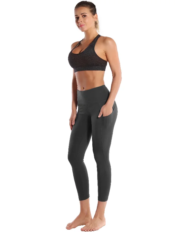 Yoga Pants for Performance and Style -22" High Waist Side Pockets Capris shadowcharcoal Yoga Pants for Performance and Style -22" High Waist Side Pockets Capris shadowcharcoal