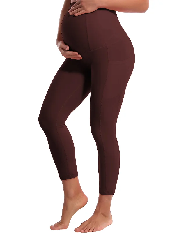 Yoga Pants with a Sculpting Fit -22" Side Pockets Maternity Yoga Pants mahoganymaroon