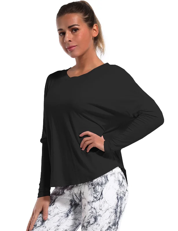 Yoga Tops for Women -Yoga Batwing Tunic Tops black