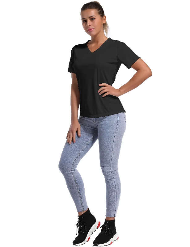 Women's Yoga Tops for Pilates and Flexibility -V-Neck Short Sleeve Athletic Shirts black Women's Yoga Tops for Pilates and Flexibility -V-Neck Short Sleeve Athletic Shirts black