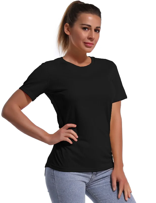 Breathable Yoga Tops for Fitness Classes -Short Sleeve Athletic Shirts black