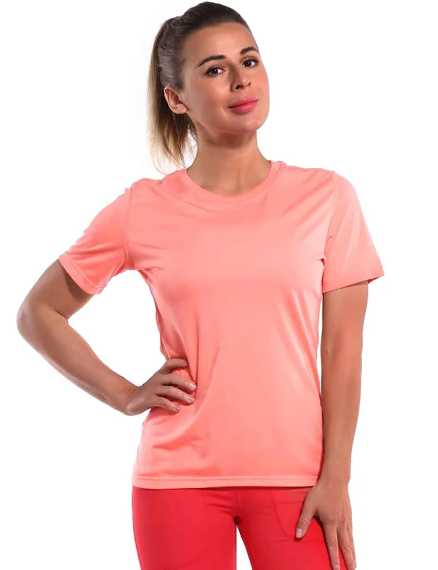 Yoga Tops for Women Who Practice Yoga -Short Sleeve Athletic Shirts coral