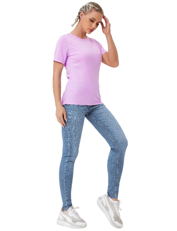Stylish Yoga Tops for All Activities -Short Sleeve Athletic Shirts purple