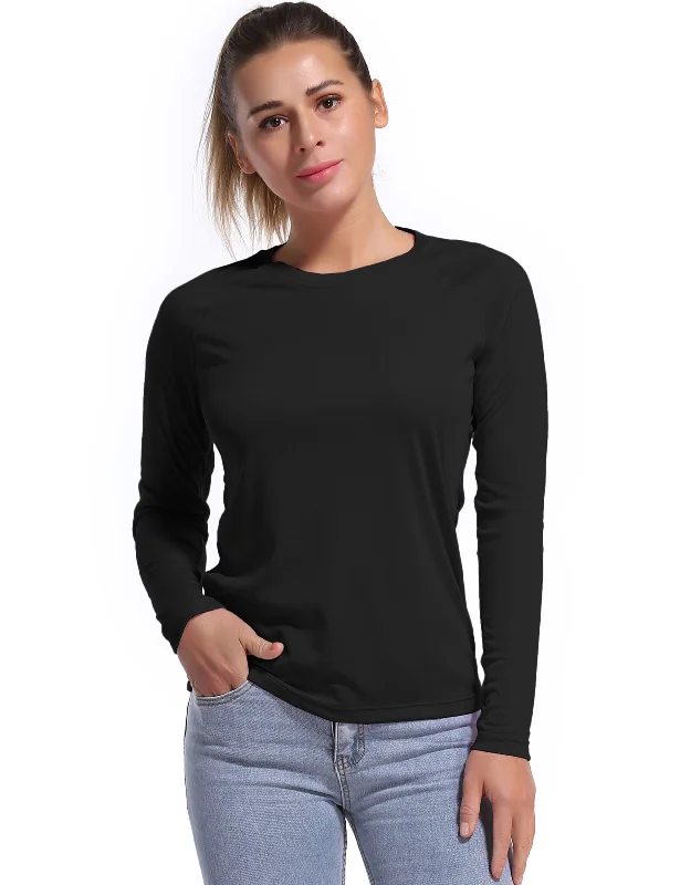 Women's Yoga Tops with Athletic Style -Long Sleeve Athletic Shirts black