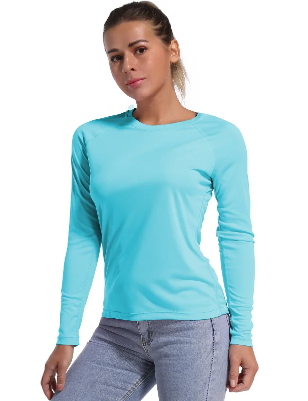 High-Neck Yoga Tops for Yoga Practice -Long Sleeve Athletic Shirts blue
