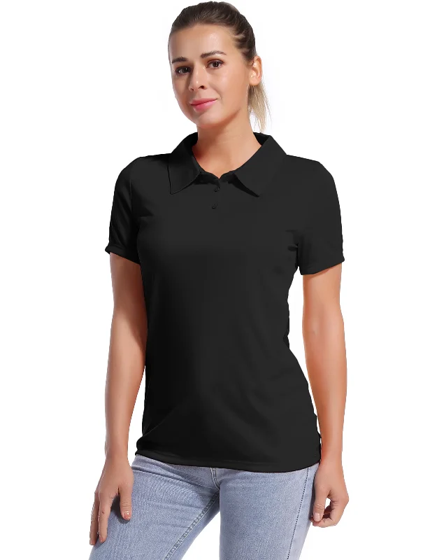 Yoga Tops for Comfortable Stretching and Posing -Short Sleeve Slim Fit Polo Shirt black Yoga Tops for Comfortable Stretching and Posing -Short Sleeve Slim Fit Polo Shirt black