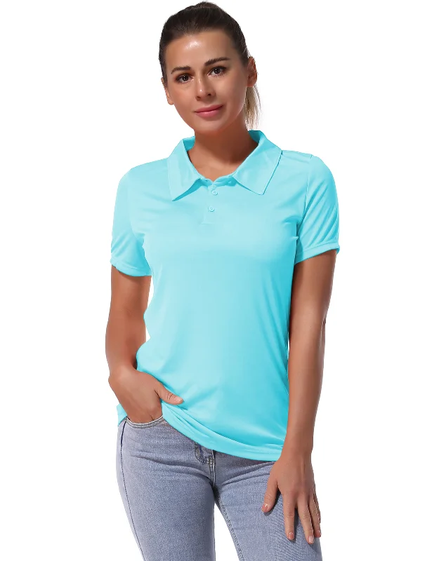 Yoga Tops for Yoga and Strength Training -Short Sleeve Slim Fit Polo Shirt blue