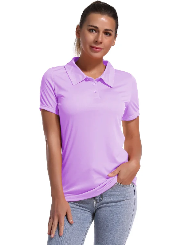Long-Sleeve Yoga Tops for Winter Weather -Short Sleeve Slim Fit Polo Shirt purple