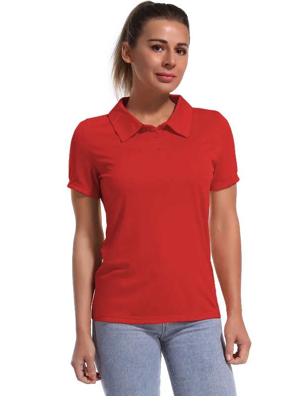 Fashionable Yoga Tops for Fitness -Short Sleeve Slim Fit Polo Shirt red