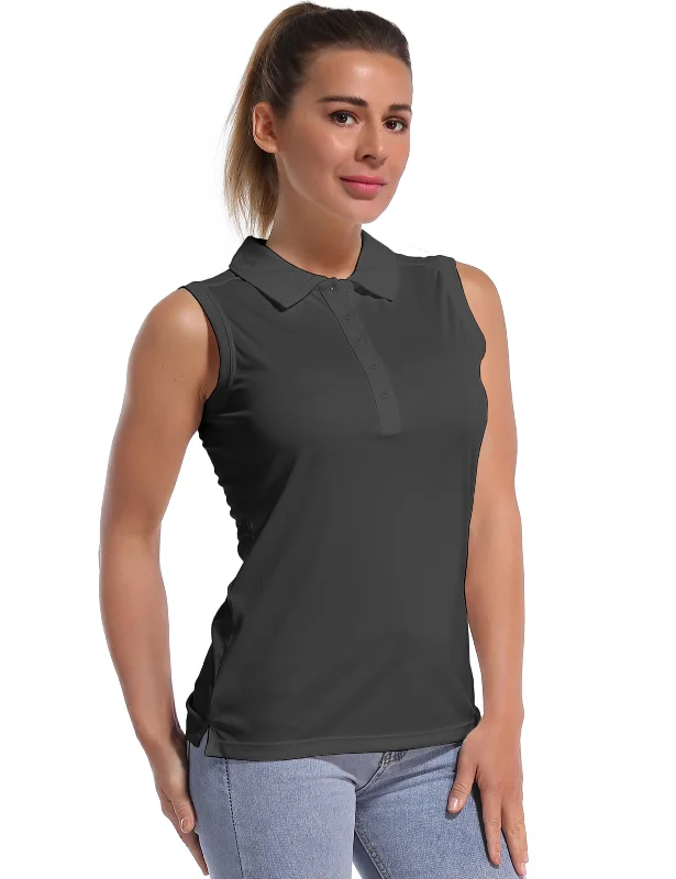 Comfortable Yoga Tops for Every Day Use -Sleeveless Slim Fit Polo Shirt shadowcharcoal Comfortable Yoga Tops for Every Day Use -Sleeveless Slim Fit Polo Shirt shadowcharcoal
