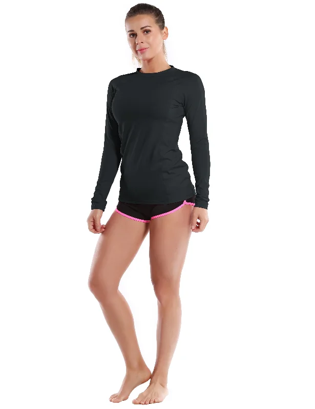 Seamless Yoga Tops for Flexibility -Long Sleeve UPF 50+ Rashguard blackgreen
