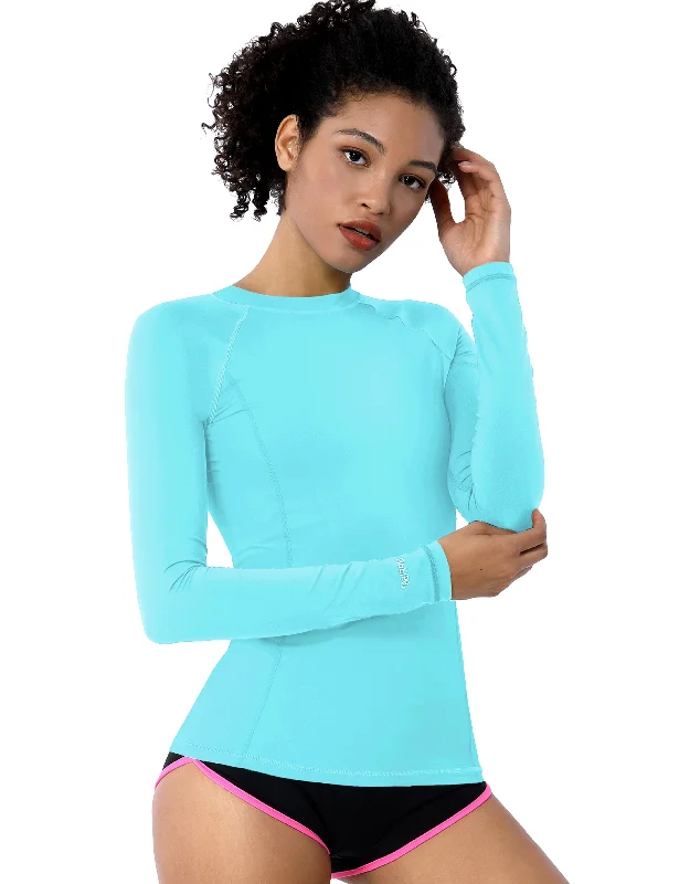 Yoga Tops for Deep Stretching -Long Sleeve UPF 50+Rashguard blue