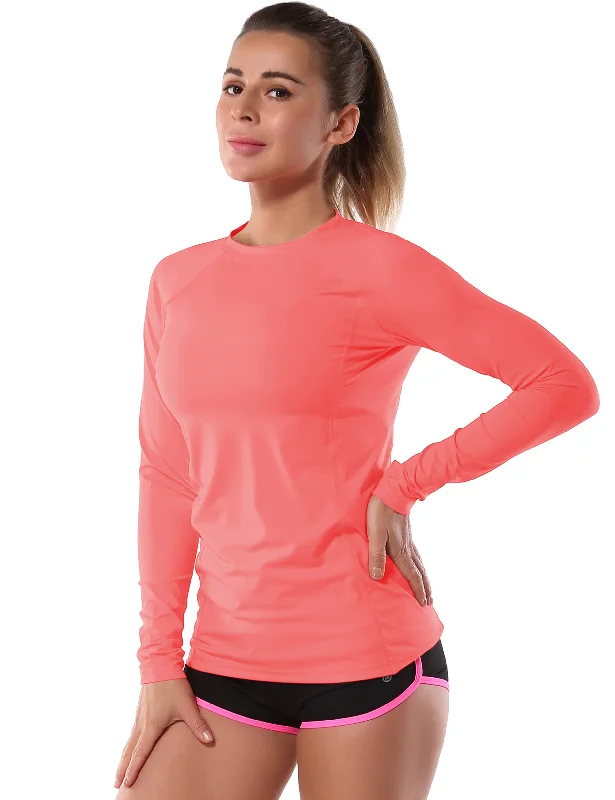 Yoga Tops with Lightweight Design -Long Sleeve UPF 50+Rashguard coral