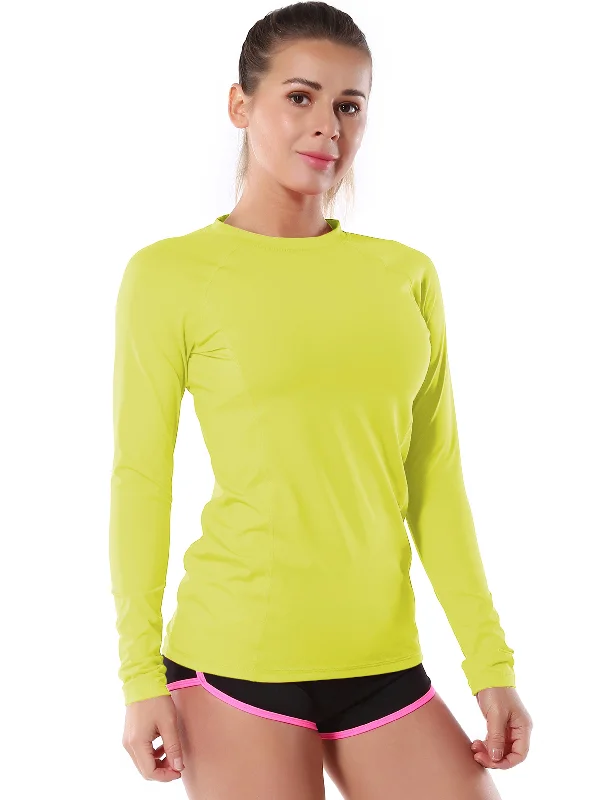 Loose Yoga Tops for Relaxing -Long Sleeve UPF 50+Rashguard neonyellow