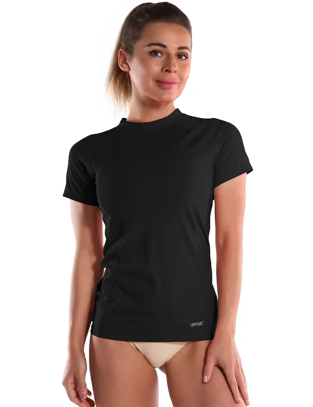 Long Sleeve Yoga Tops for Extra Coverage -Short Sleeve UPF 50+Rashguard black