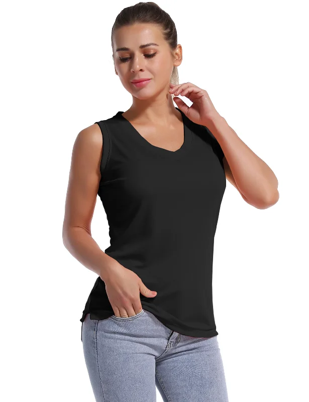 Soft Yoga Tops for Relaxed Movement -V Neck Sleeveless Athletic Shirts black