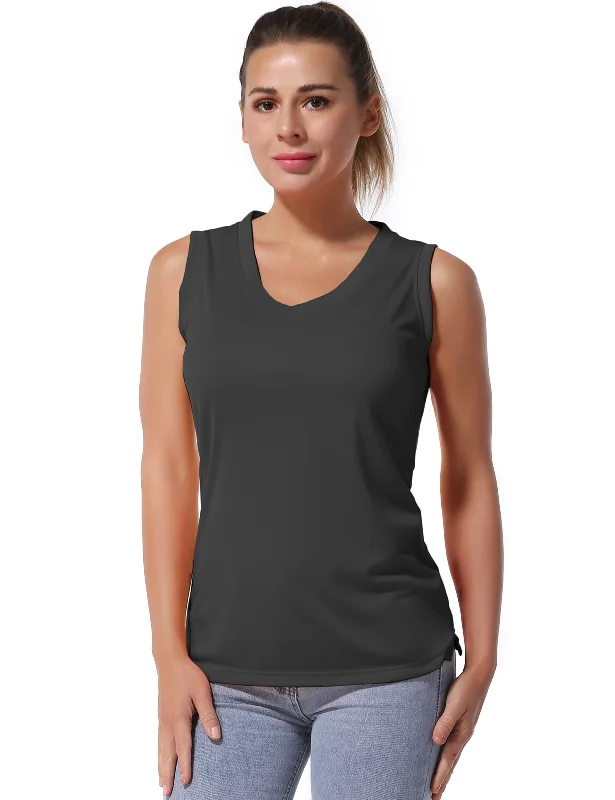 Stylish Yoga Tops for Workout Wear -V Neck Sleeveless Athletic Shirts shadowcharcoal