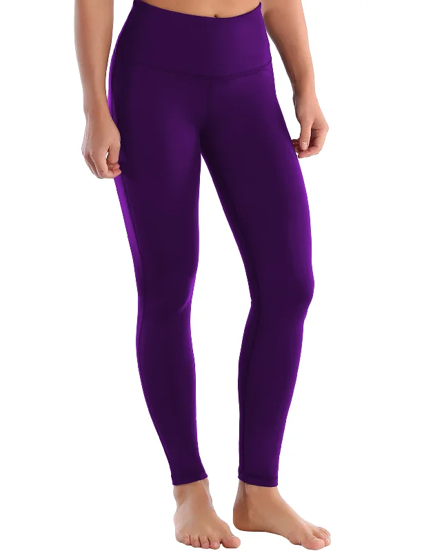 Soft and Breathable Yoga Pants -High Waist Side Line Yoga Pants eggplantpurple