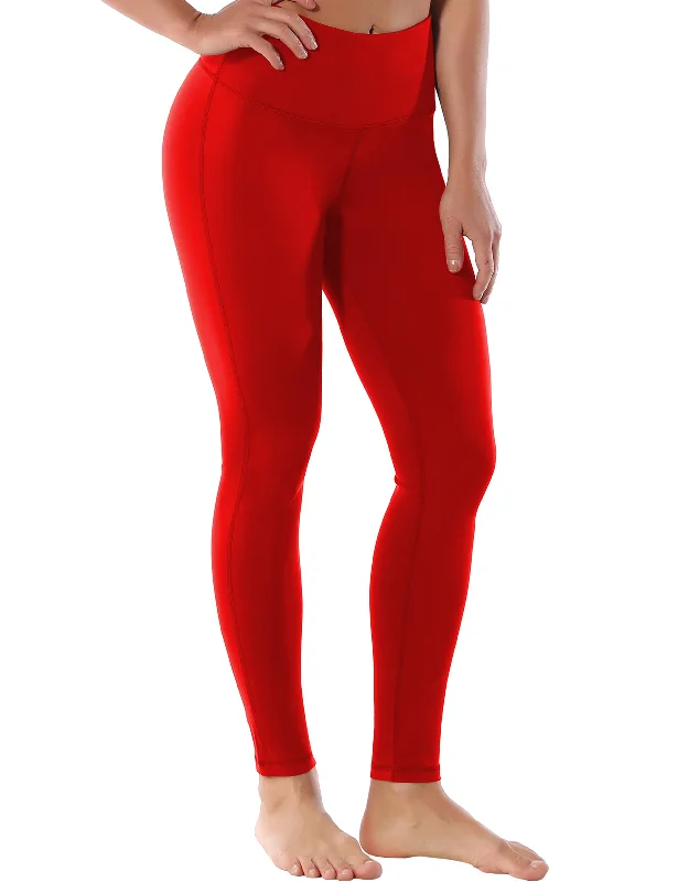 Soft Yoga Pants for Relaxation -High Waist Side Line Yoga Pants scarlet