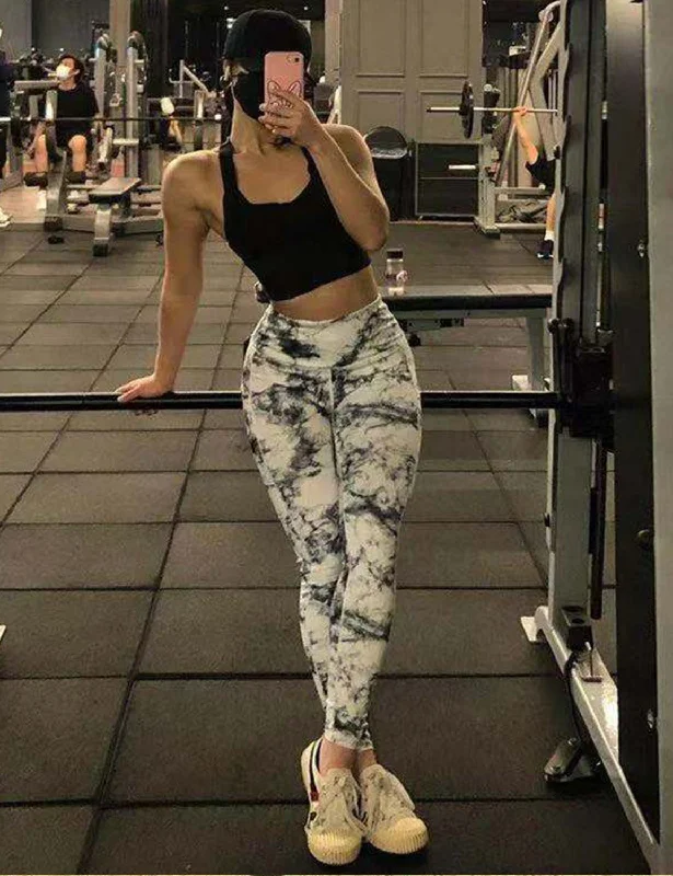 Seamless Yoga Pants for Every Day -High Waist Side Pockets Yoga Pants arabescato ins