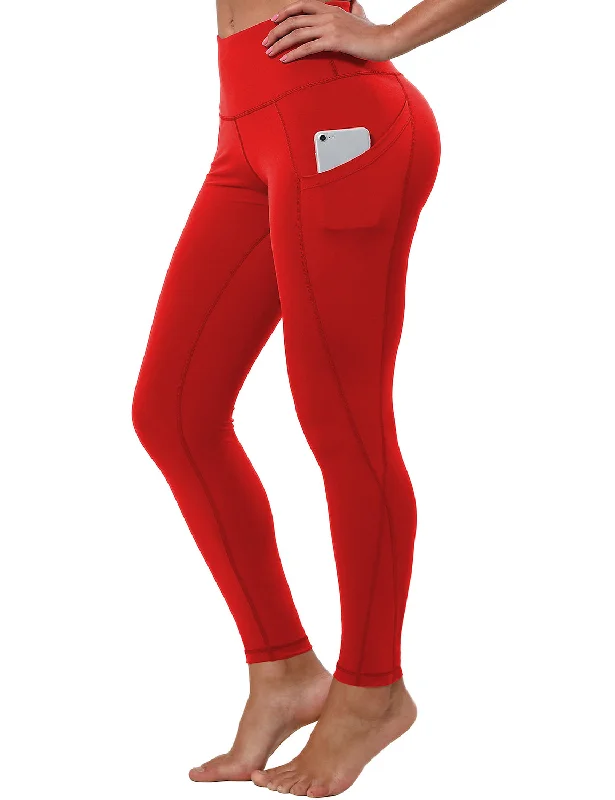 Affordable Yoga Pants for Active Lifestyles -High Waist Side Pockets Yoga Pants scarlet Affordable Yoga Pants for Active Lifestyles -High Waist Side Pockets Yoga Pants scarlet