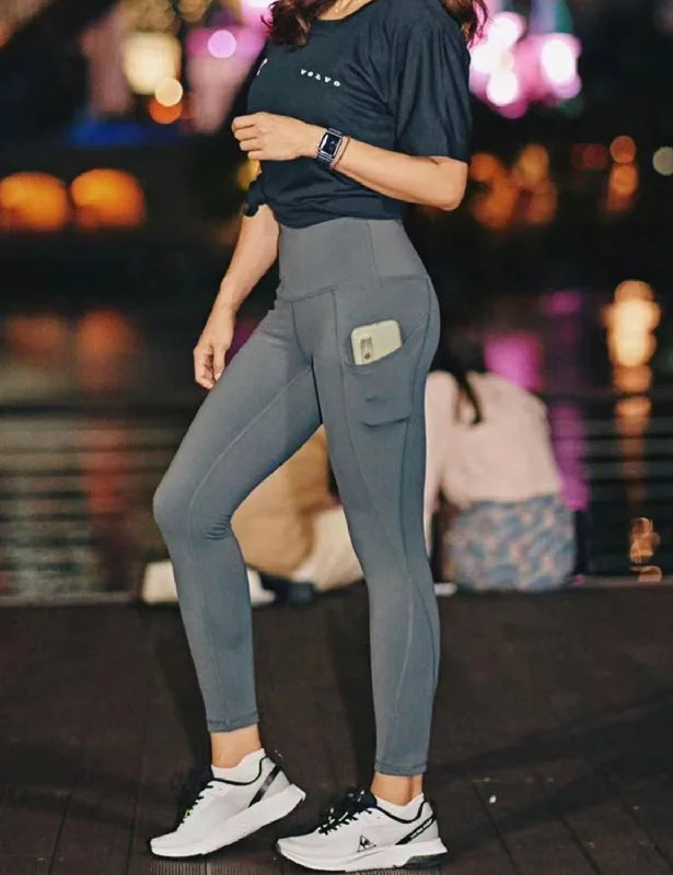 High-Waisted Yoga Pants -High Waist Side Pockets Yoga Pants shadowcharcoal ins