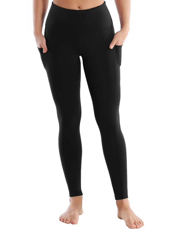Breathable Leggings for Yoga -Hip Line Side Pockets Yoga Pants black