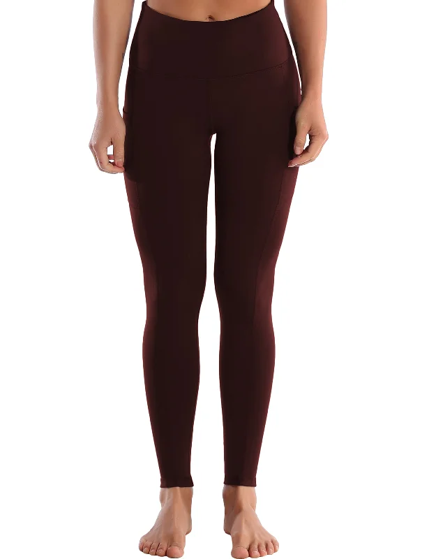 Full-Length Yoga Pants with Compression -Hip Line Side Pockets Yoga Pants mahoganymaroon Full-Length Yoga Pants with Compression -Hip Line Side Pockets Yoga Pants mahoganymaroon