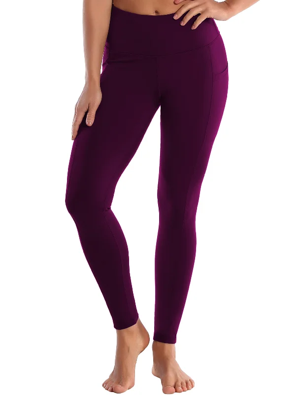 Soft Yoga Pants for Comfortable Stretching -Hip Line Side Pockets Yoga Pants plum