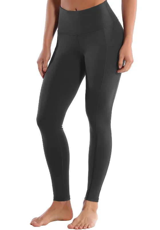 Affordable Yoga Pants -Hip Line Side Pockets Yoga Pants shadowcharcoal