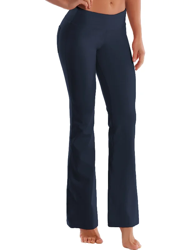 Stretchable Yoga Pants -29" 31" 33" 35" 37"  Back Pockets Bootcut Leggings darknavy