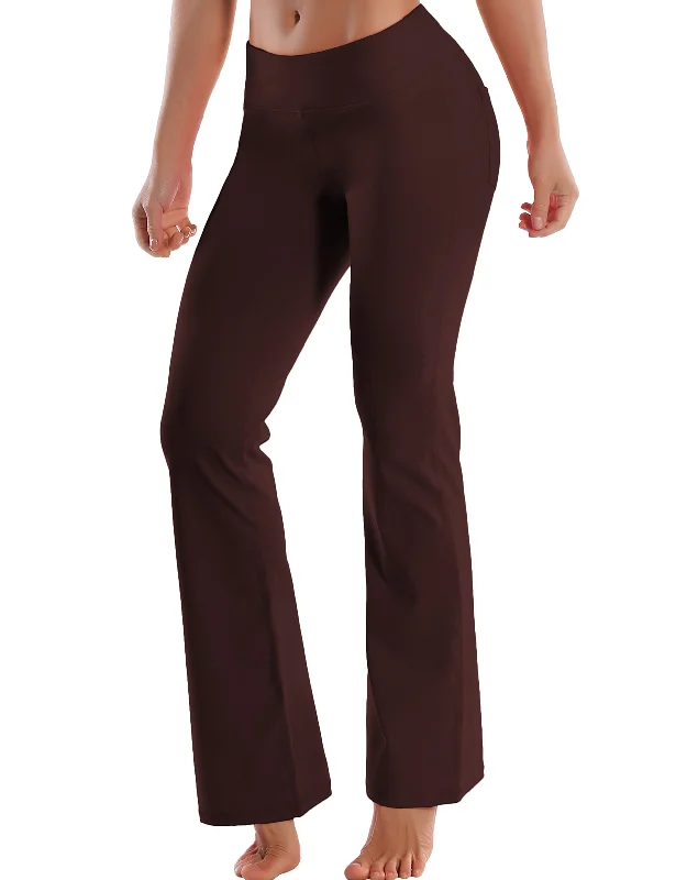 Yoga Pants for Full Flexibility and Comfort -29" 31" 33" 35" 37"  Back Pockets Bootcut Leggings mahoganymaroon