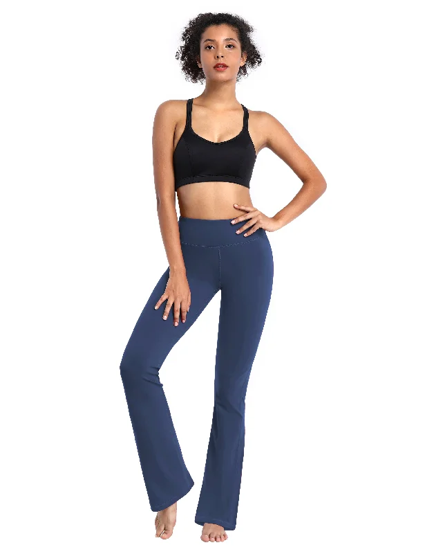 Comfortable Yoga Pants for Flexibility -29" 31" 33" 35" 37"  Back Pockets Bootcut Leggings purplishblue