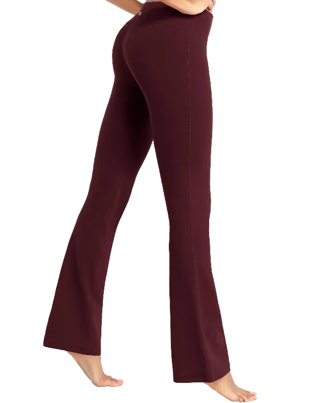 Comfortable Fit Yoga Pants -29" 31" 33" 35" Cotton Nylon Bootcut Leggings cherryred
