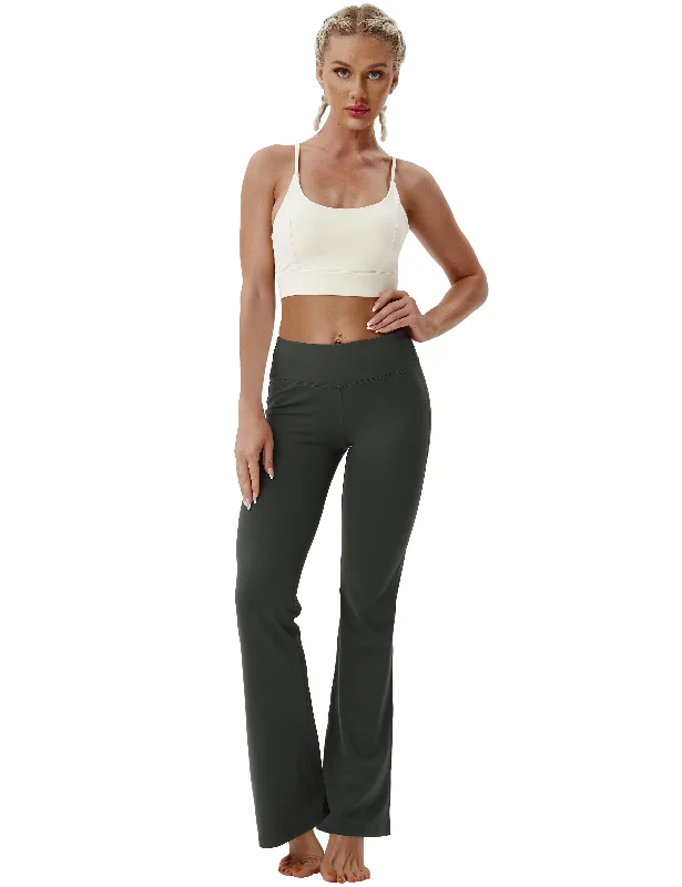 Flattering Yoga Pants -29" 31" 33" 35" Cotton Nylon Bootcut Leggings olivegray