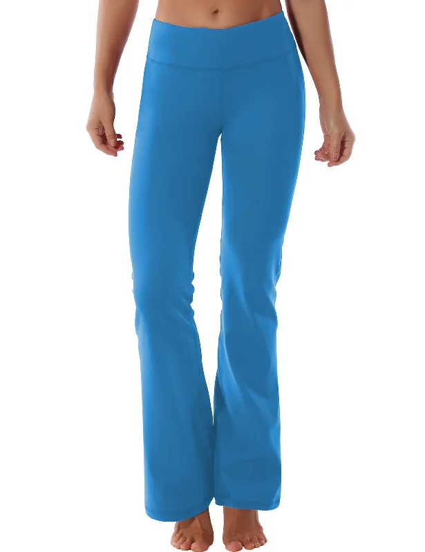 Yoga Pants for Intense Flexibility -29" 31" 33" 35" Cotton Nylon Bootcut Leggings peacockblue