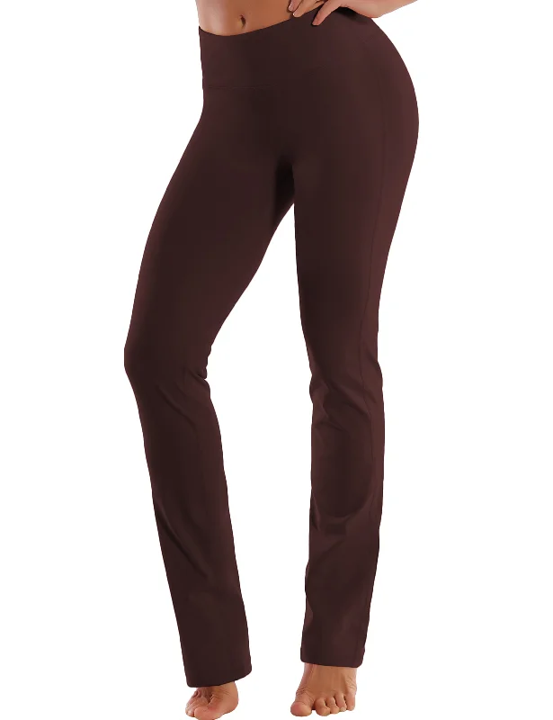 Premium Yoga Pants for Practice -29" 31" 33" 35" Straight Leg Leggings mahoganymaroon