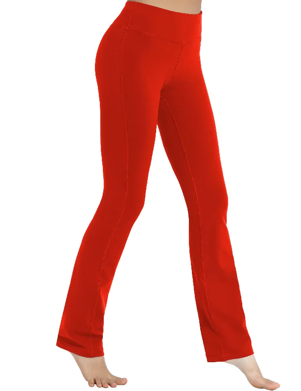 Lightweight Compression Yoga Pants -29" 31" 33" 35" Straight Leg Leggings scarlet