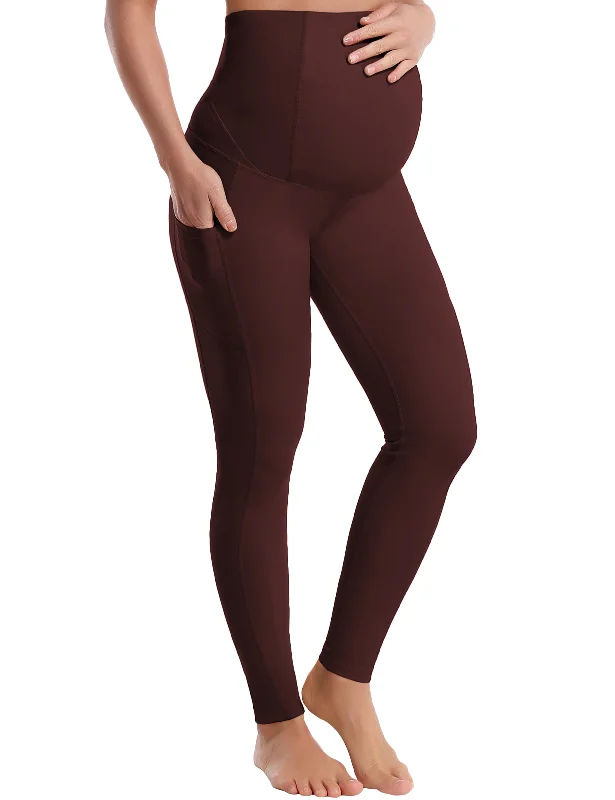 Affordable Yoga Pants for Comfort -26" Side Pockets Maternity Yoga Pants mahoganymaroon Affordable Yoga Pants for Comfort -26" Side Pockets Maternity Yoga Pants mahoganymaroon