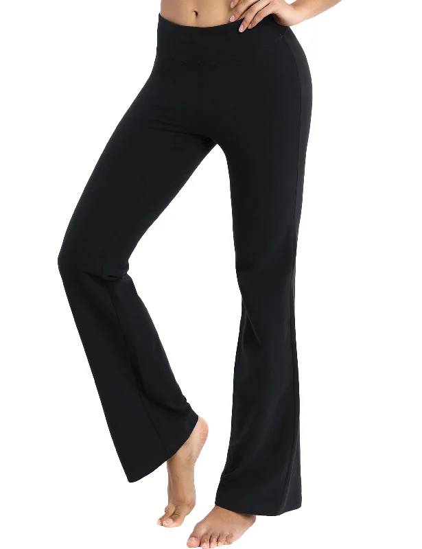 Yoga Pants for Ease of Movement -29" 31" 33" 35" Cotton Bootcut Leggings black