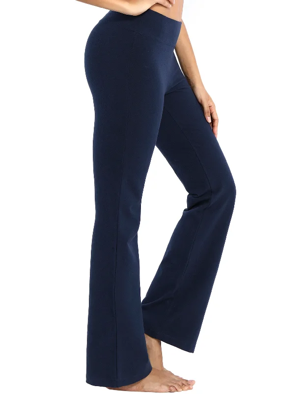 Yoga Pants with Tummy Control -29" 31" 33" 35" Cotton Bootcut Leggings darknavy