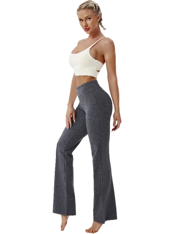 Soft Yoga Pants for Relaxation -29" 31" 33" 35" Cotton Bootcut Leggings heathercharcoal