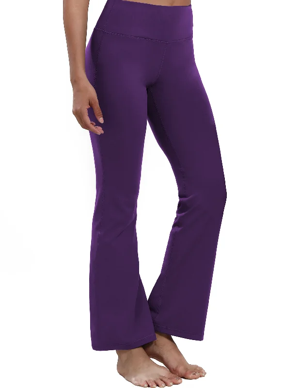 High-Waisted Yoga Pants for Tummy Control -High Waist Bootcut Leggings pansypurple