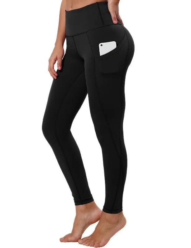 Stylish Yoga Pants -High Waist Side Pockets Yoga Pants jetblack