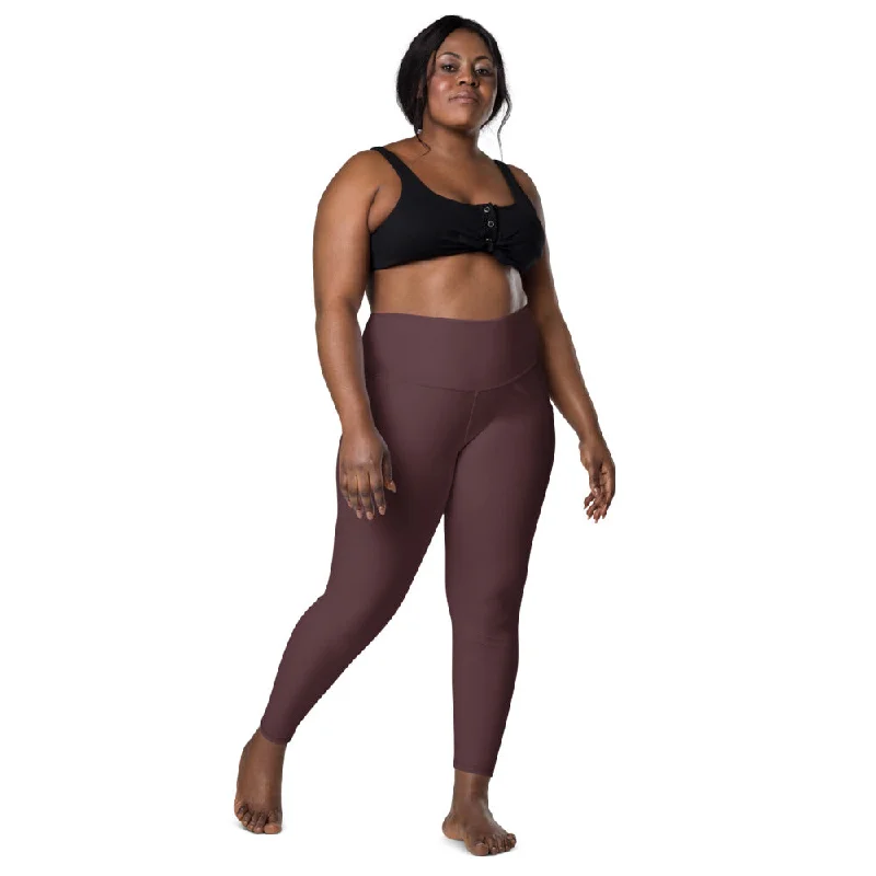 Soft Yoga Pants for Relaxation -Solid Cab Sauv Leggings With Pockets