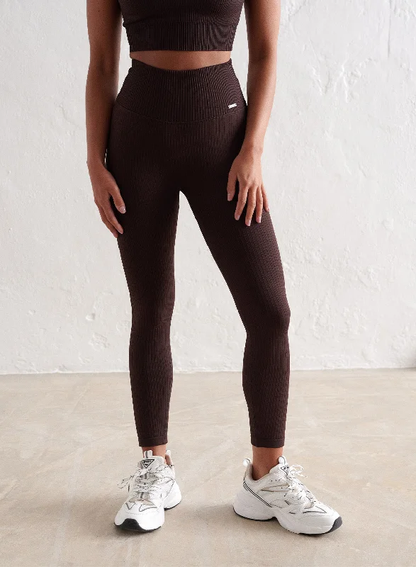 Best Yoga Pants for Flexibility -Cacao Ribbed Seamless Petite Tights