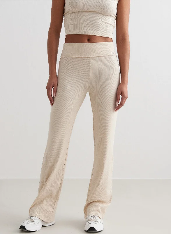 Yoga Pants with Shaping Waistband -Cafè Au Lait Ease Ribbed Pants