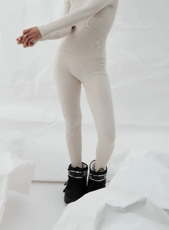 Yoga Pants for Stretch and Relaxation -Café Au Lait Ribbed Wool Leggings